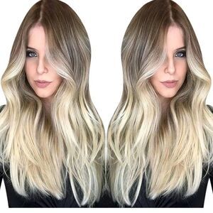 Full Shine Flat Silk Weft Virgin PU Sew in Human Hair Extensions Balayage Ombre